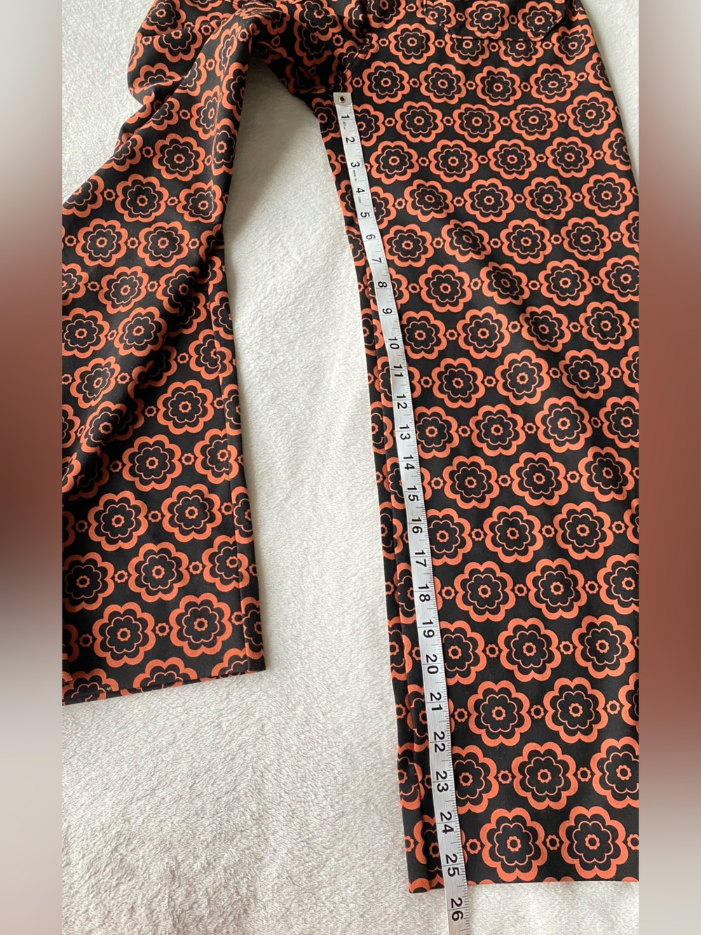 Anthropologie Maeve The Colette Wide-Leg Ponte Pants Black Orange MedallionSz 26 - Picture 14 of 16